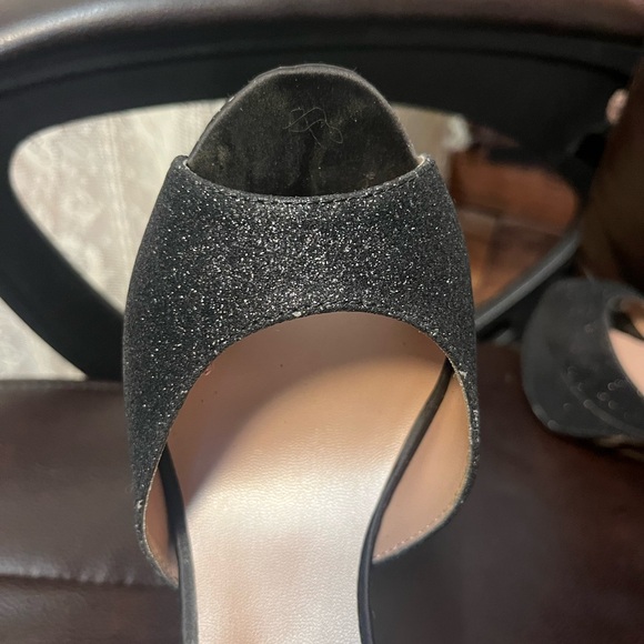 Betsey Johnson 5” Black Glitter High Heels with Satin Bows - Picture 9 of 16